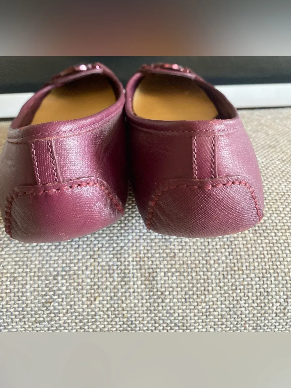 Michael Kors Fulton Ballet Flats – Burgundy Saffiano Leather Sz 10 M
